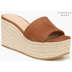 NEW VERONICA BEARD GABLE HAZELWOOD SUEDE ESPADRILLE PLATFORM WEDGE SANDAL. SZ 8M